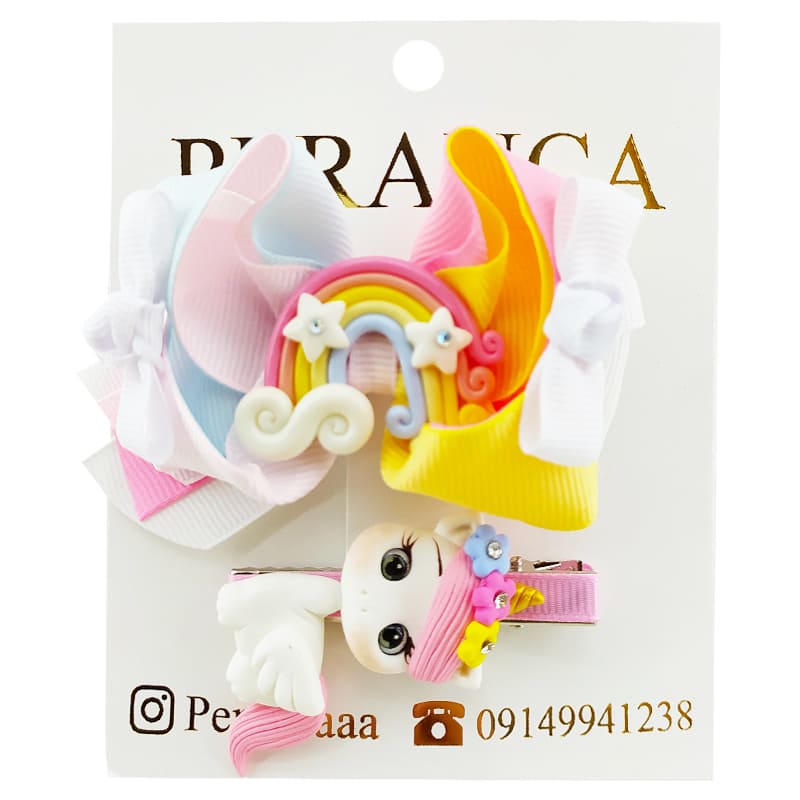 گیره دخترانه اسب تک شاخ و رنگین کمان Perance hairbows