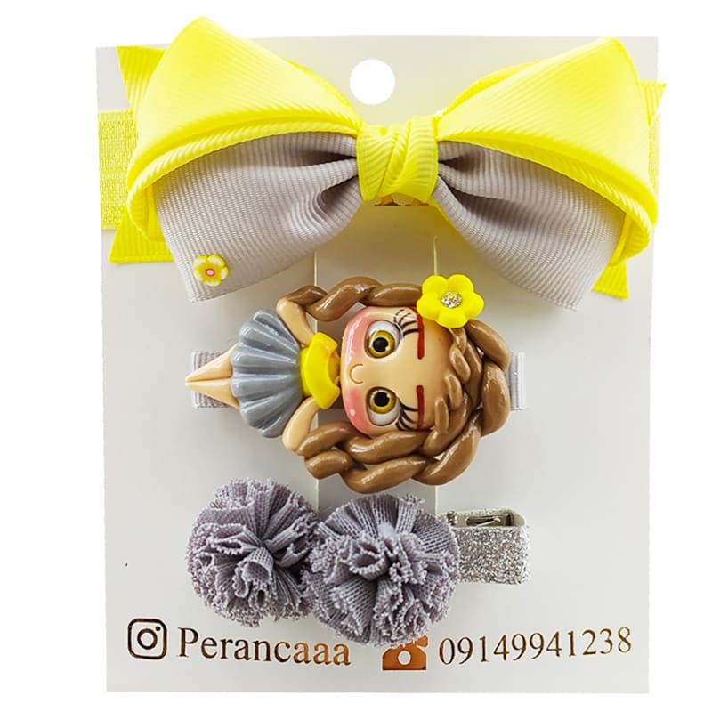 ست گیره و هدبند عروسکی توپی Perance hairbows