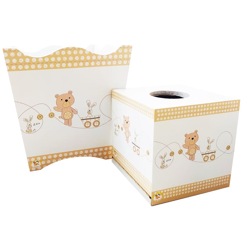 ست سطل و جا دستمالی طرح خرس و خرگوش