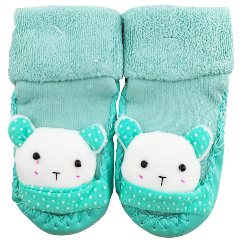 جوراب بچگانه عروسکی خرس شال گردن دار 0 تا 6 ماه