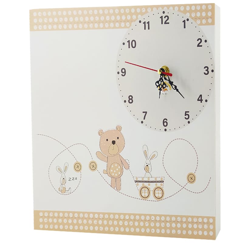 ساعت دیواری اتاق کودک طرح خرس و خرگوش