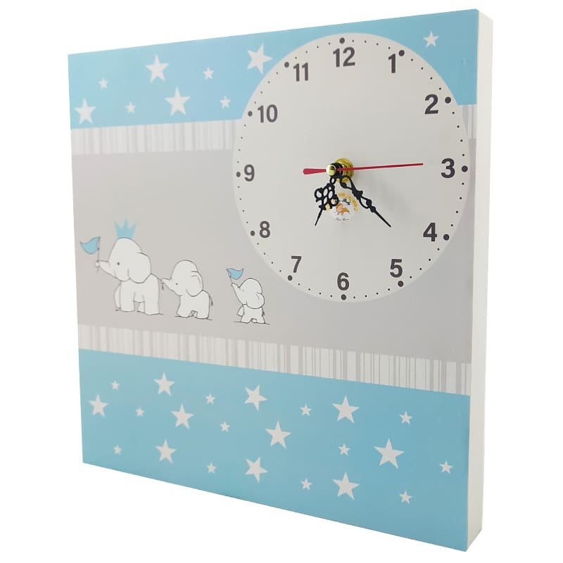 ساعت دیواری اتاق کودک طرح فیل آبی