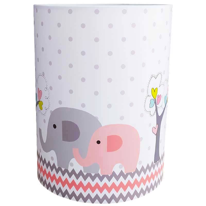 سبد لباس کودک طرح فیل و درخت صورتی سایز کوچک