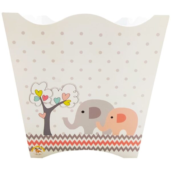 ست سطل و جا دستمالی طرح فیل و درخت صورتی