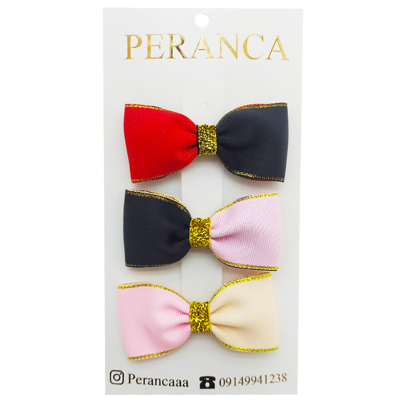 گیره پاپیونی دخترانه دو رنگ زردار