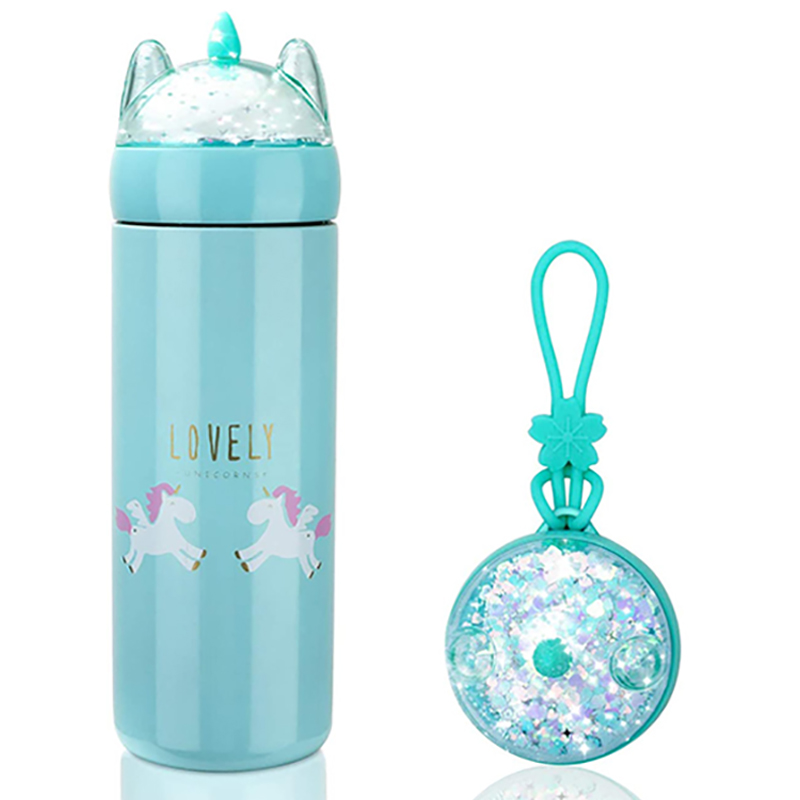 فلاسک استیل باریک یونی کورن درب شیشه ای