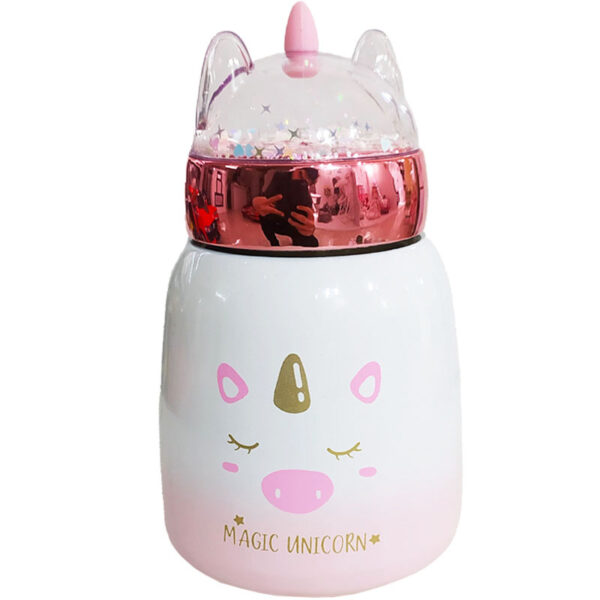 فلاسک استیل طرح اسب تک شاخ درب شیشه ای