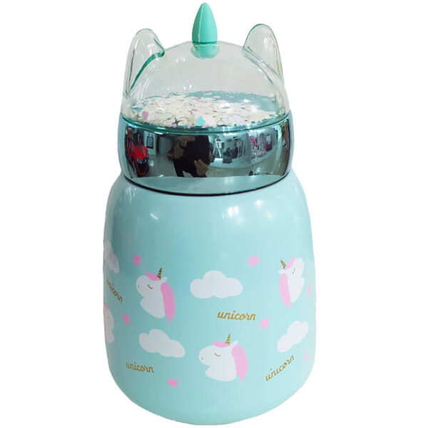 فلاسک استیل طرح اسب تک شاخ درب شیشه ای