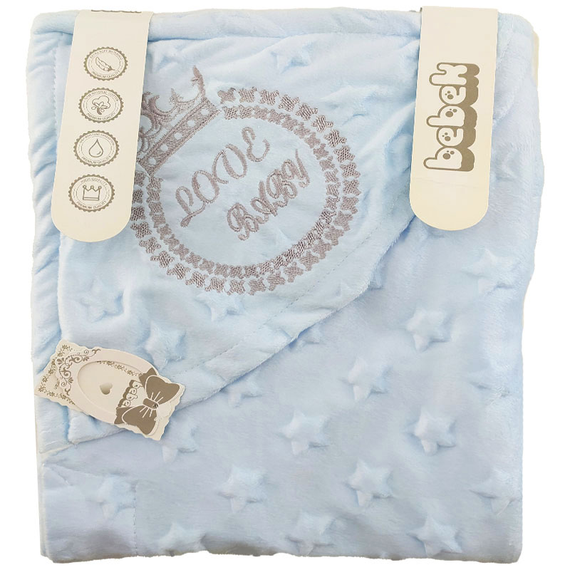 پتو پولیشی کودک کلاه دار طرح تاج  Bebek