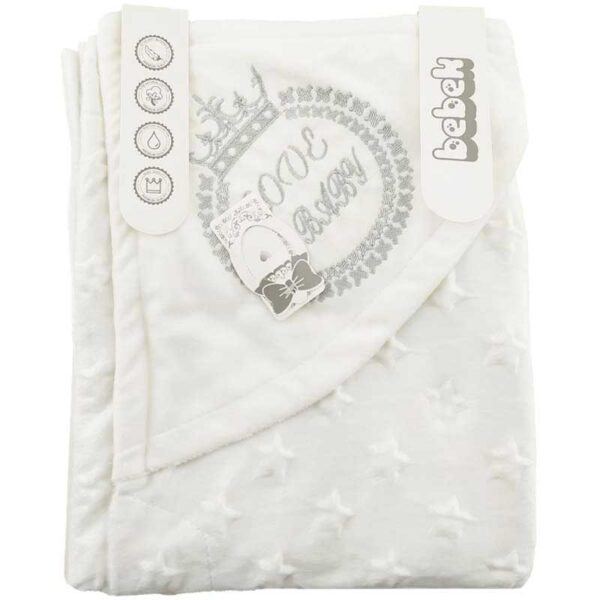 پتو پولیشی کودک کلاه دار طرح تاج  Bebek