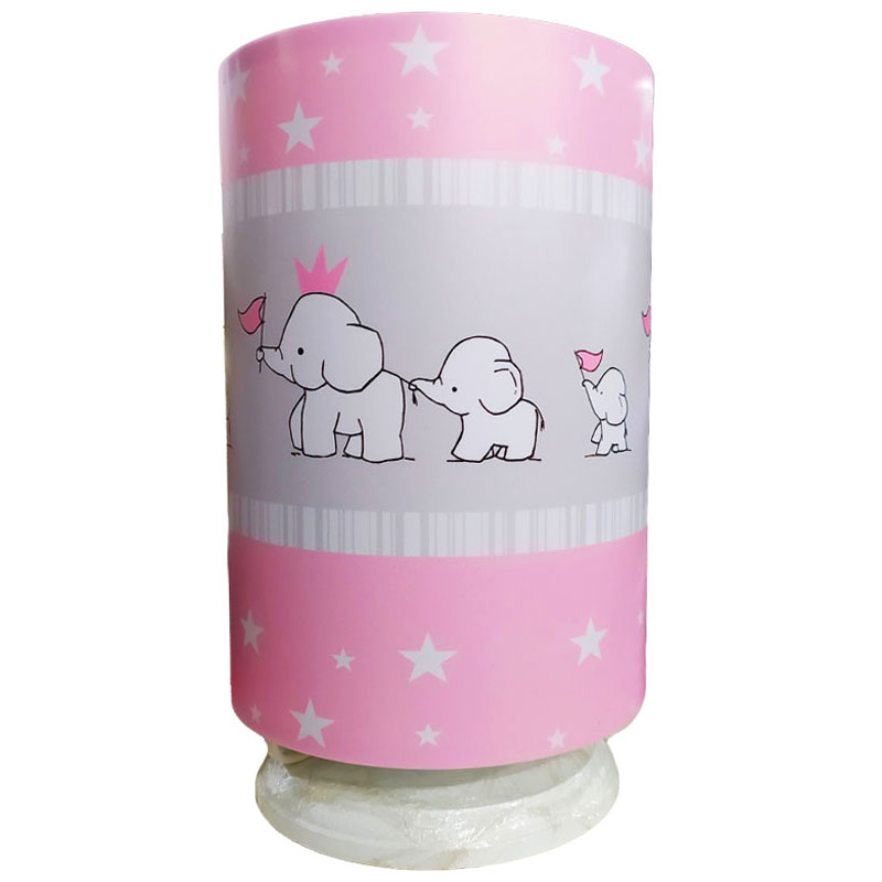 آباژور پایه کوتاه چوبی طرح فیل صورتی