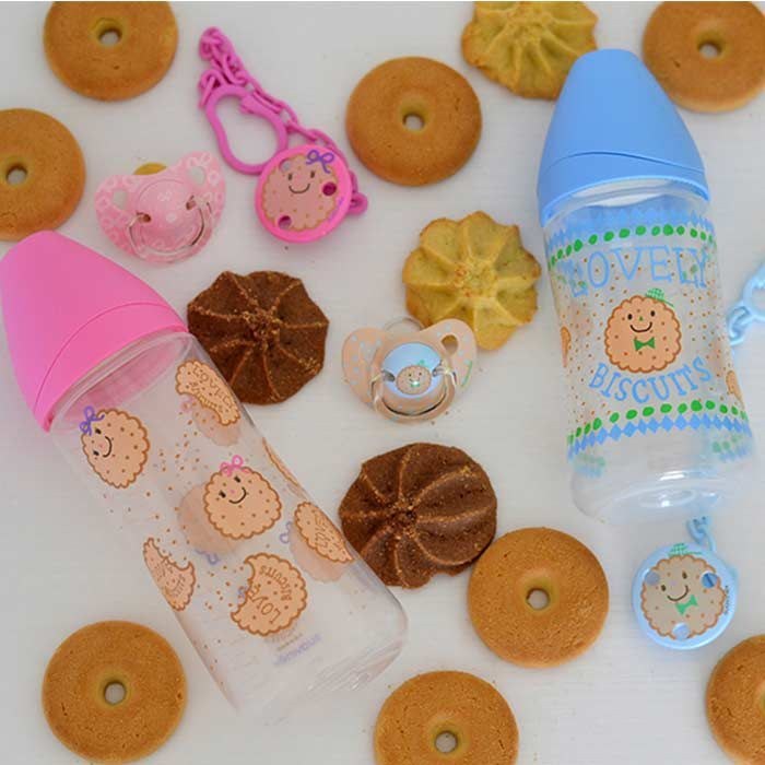 شیشه شیر كارتونی پسرانه 270 میل طرح بیسکوییت برند سواوینکس suavinex