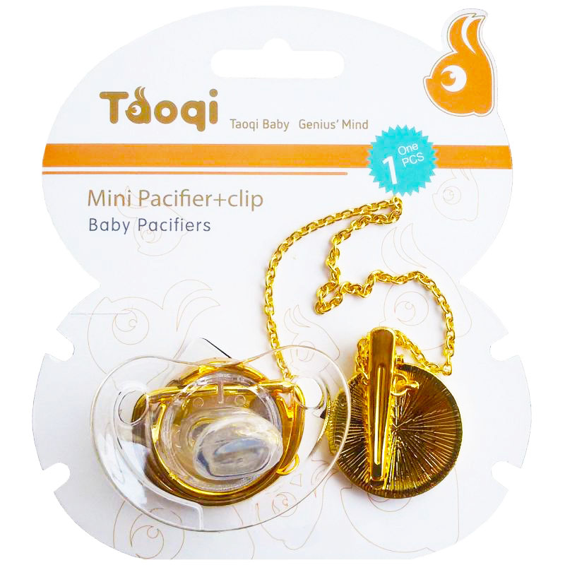 پستانک ارتودنسی زنجیردار نگینی دور طلایی تائوچی Taoqi