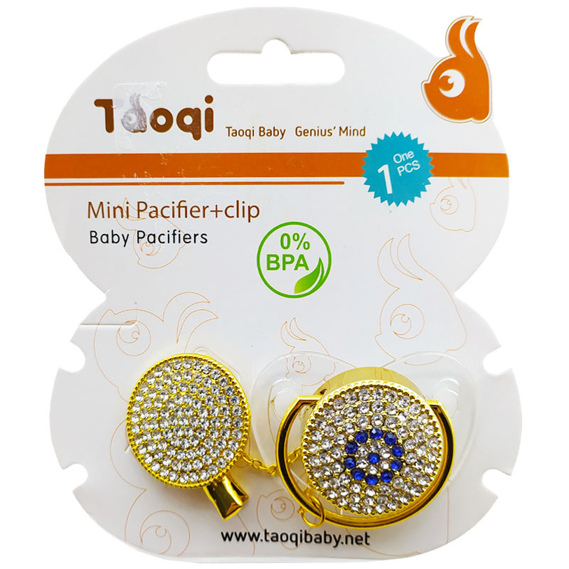 پستانک ارتودنسی زنجیردار نگینی دور طلایی تائوچی Taoqi