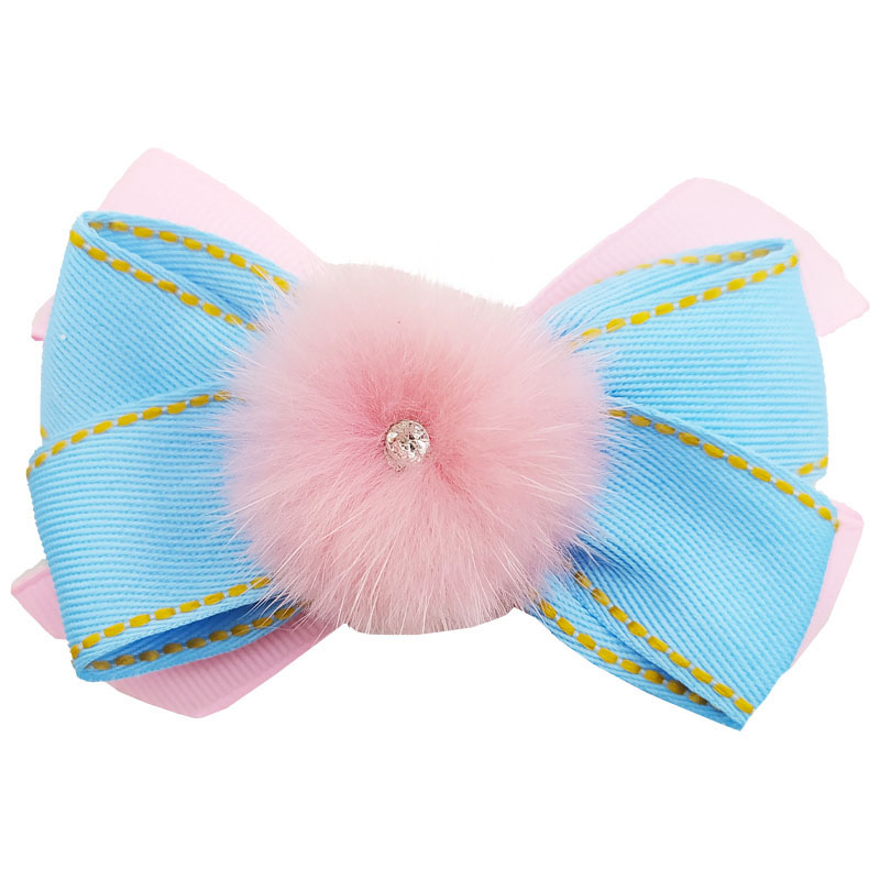 گیره تکی پاپیونی خزدار نگین دار Perance hairbows