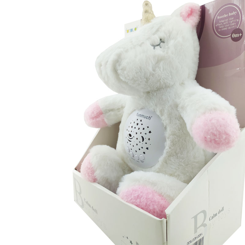 عروسک پولیشی پروژکتوری اسب شاخ دار موزیکال Funmuch