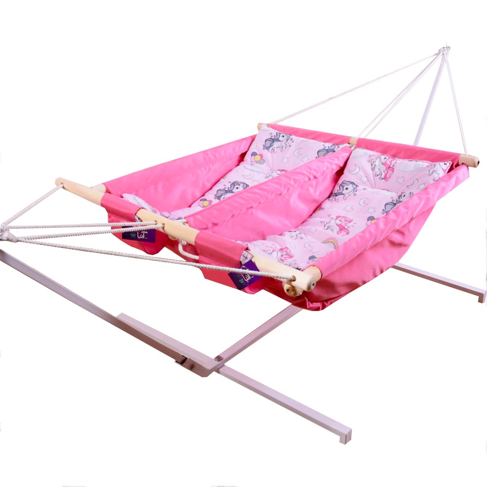 گهواره سنتی دو قلو پایه دار بانوچ اسب شاخدار آنیا Aniya