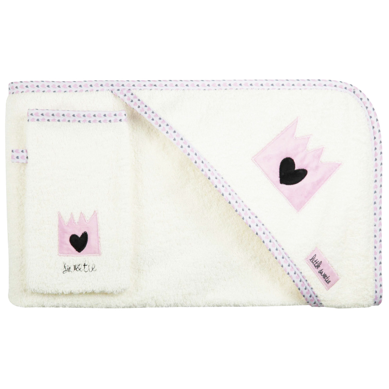 سرویس حوله دو تکه بچگانه قلب و تاج رزبرن RoseBorn