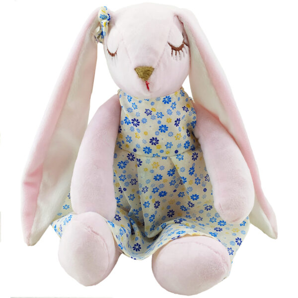 عروسک خرگوش گوش دراز لباس دار Baby Dream صورتی