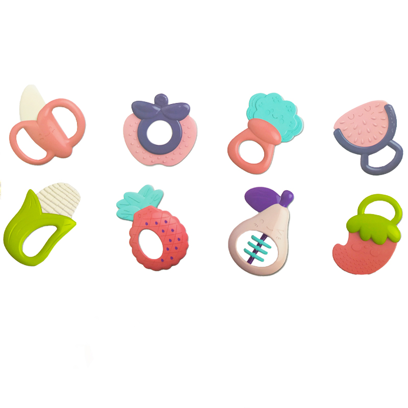 ست 8 تکه جغجغه و دندان گیر طرح میوه Baby Toys Set