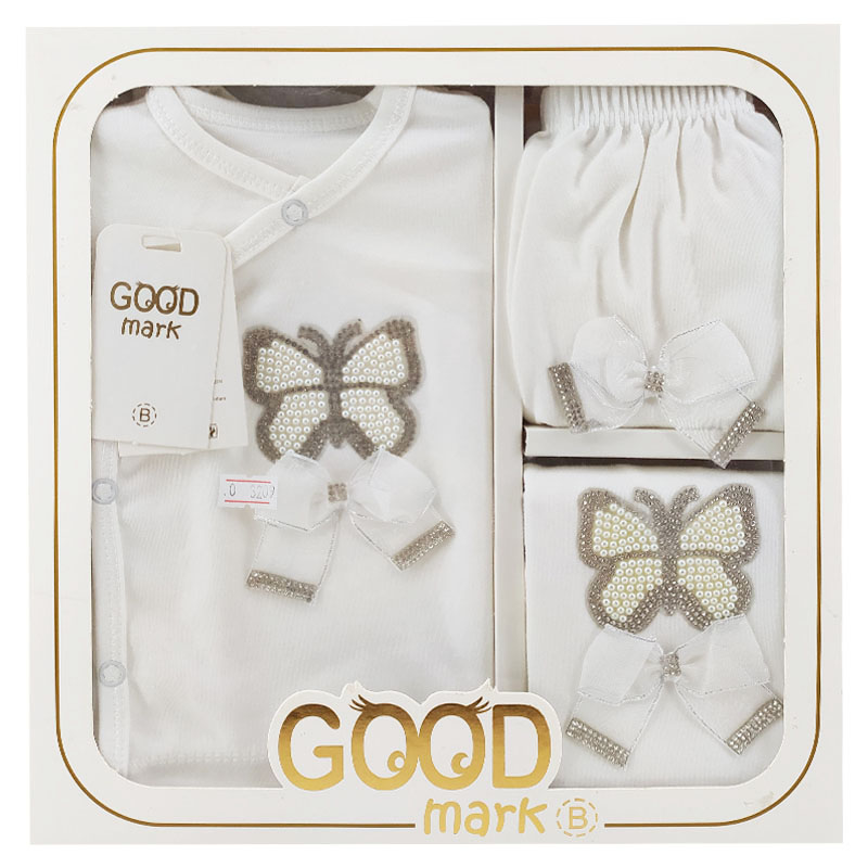 ست 5 تکه بیمارستانی نوزاد پروانه و پاپیون شیری GoodMark