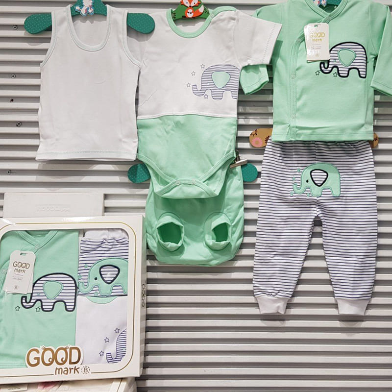 ست 5 تکه بیمارستانی نوزاد فیل و نامه GoodMark