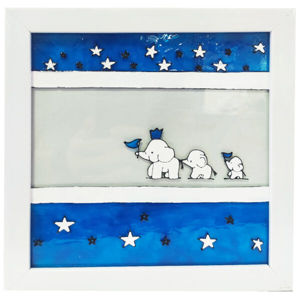 قاب عکس تابلو ویترای طرح فیل و پرچم