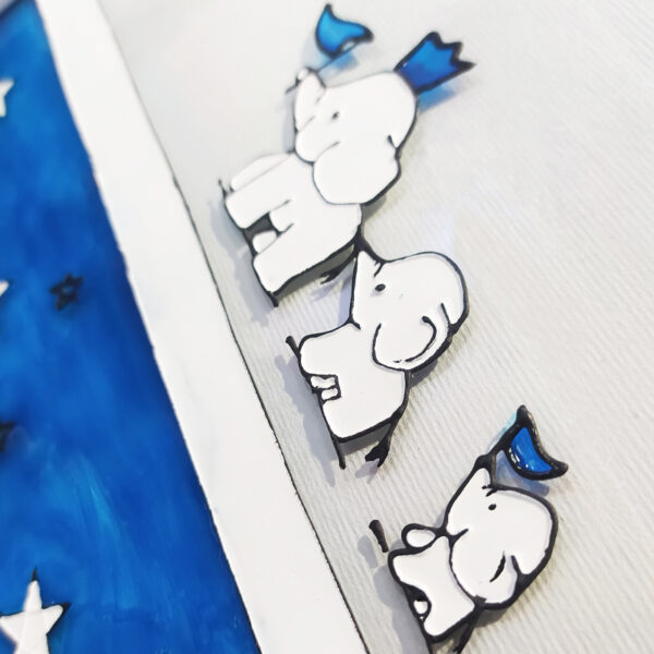 قاب عکس تابلو ویترای طرح فیل و پرچم