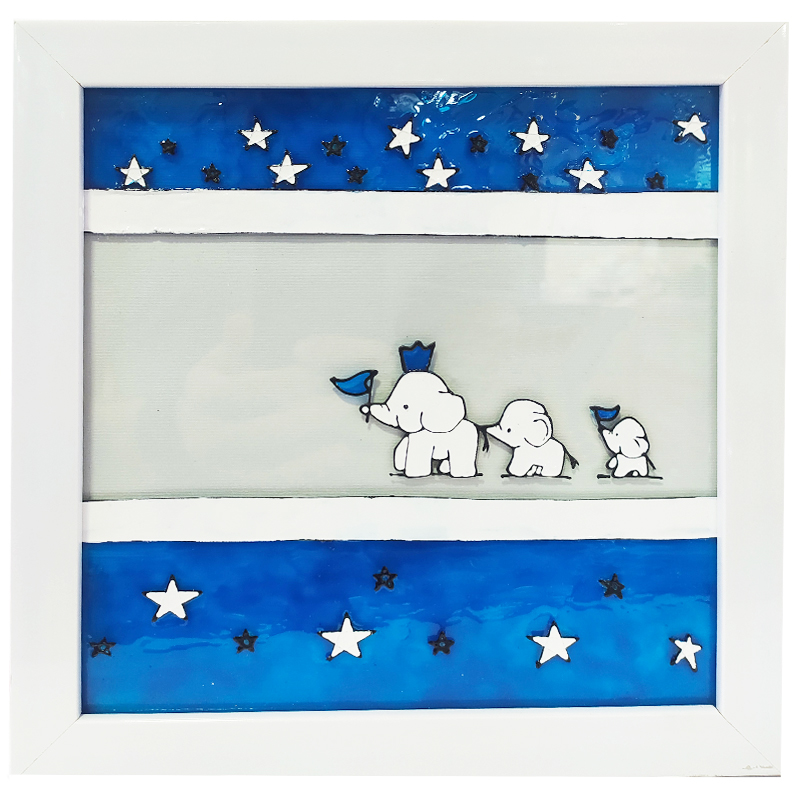 قاب عکس تابلو ویترای طرح فیل و پرچم