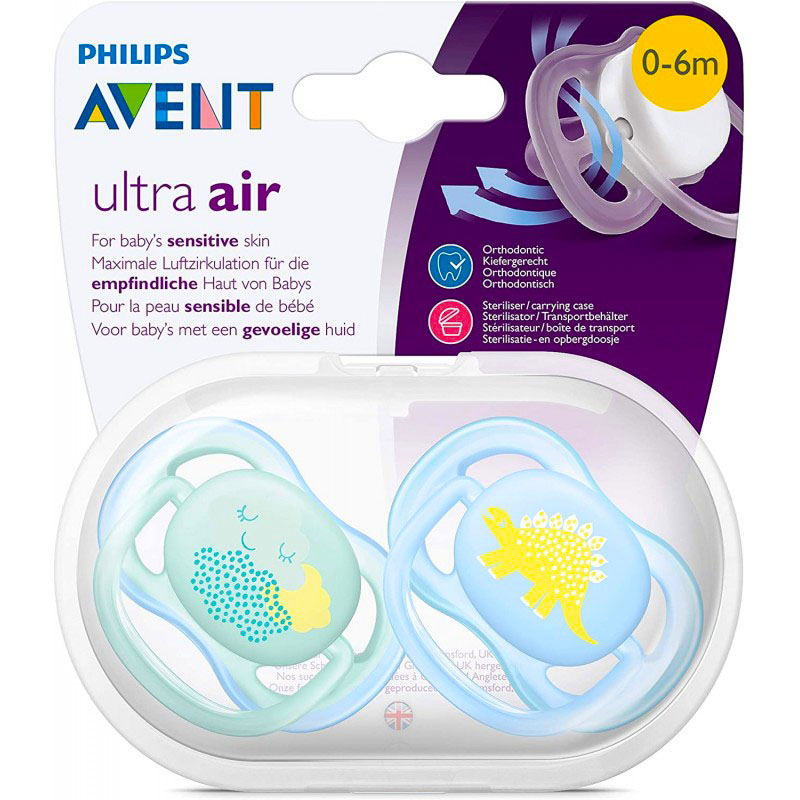 پستانک 2 عددی 0-6 ماه دایناسور و ابر Ultra Air اونت Avent