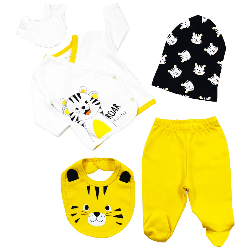 ست 5 تکه نوزادی آستین بلند طرح دایناسور Imaj