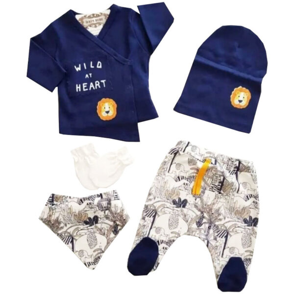 ست 5 تکه نوزادی آستین بلند طرح شیر زرد Imaj