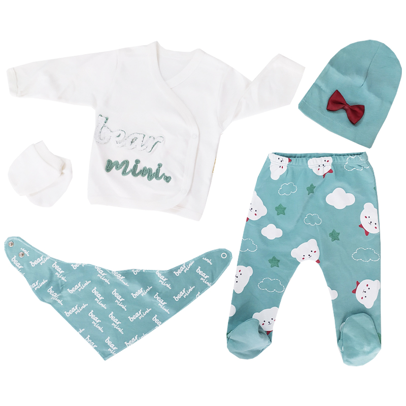 ست 5 تکه نوزادی آستین بلند طرح فیل و روباه Imaj