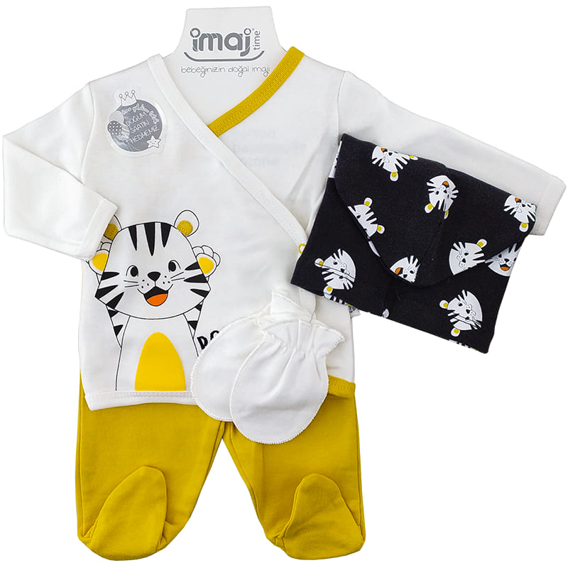 ست 5 تکه نوزادی آستین بلند طرح ببر Imaj