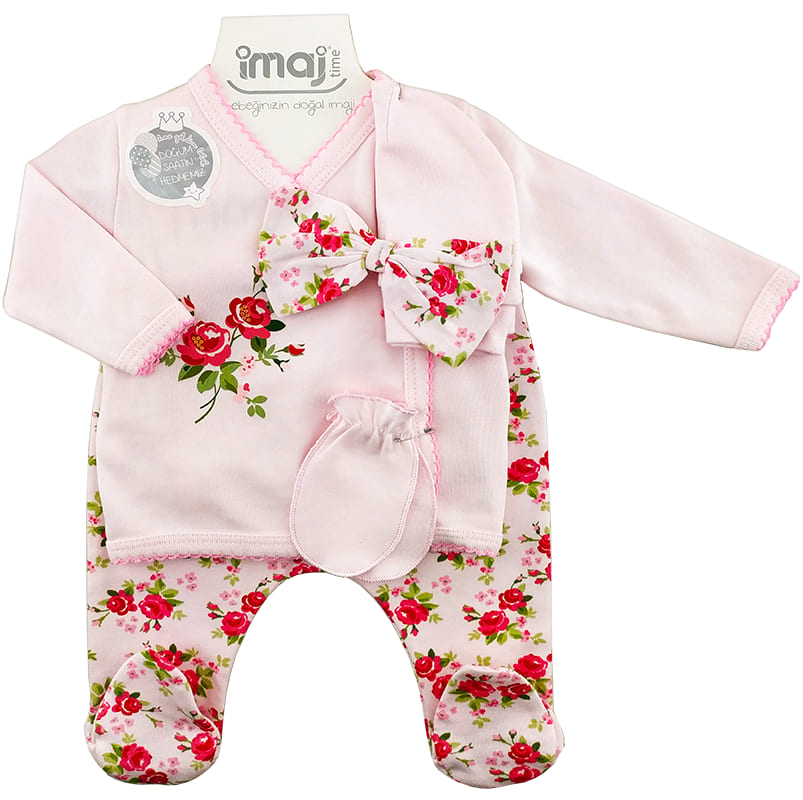 ست 5 تکه نوزادی آستین بلند طرح گل Imaj