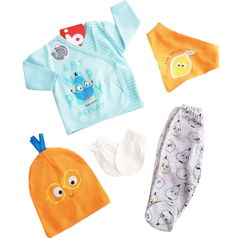 ست 5 تکه نوزادی آستین بلند طرح شیر زرد Imaj