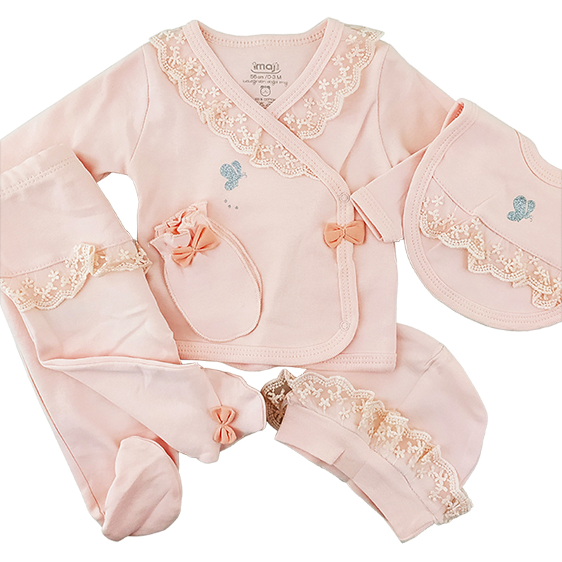 ست 5 تکه نوزادی آستین بلند پروانه دار Imaj