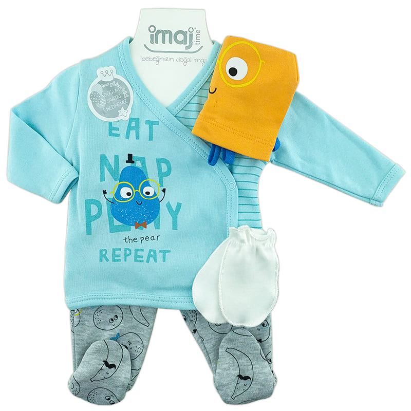 ست 5 تکه نوزادی آستین بلند طرح گلابی Imaj