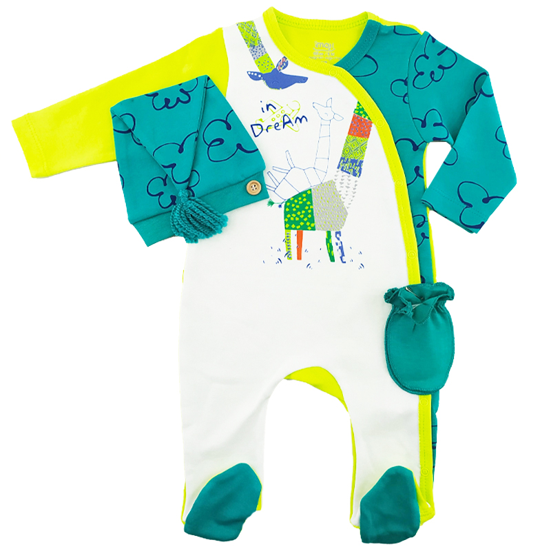 سرهمی جوراب دار نخی دکمه دار طرح زرافه ایماج Imaj