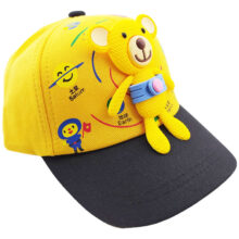 کلاه بچگانه نقاب دار طرح خرس کمر دار زرد