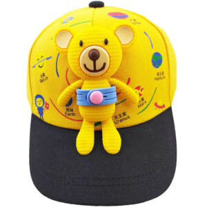 کلاه بچگانه نقاب دار طرح خرس کمر دار زرد1