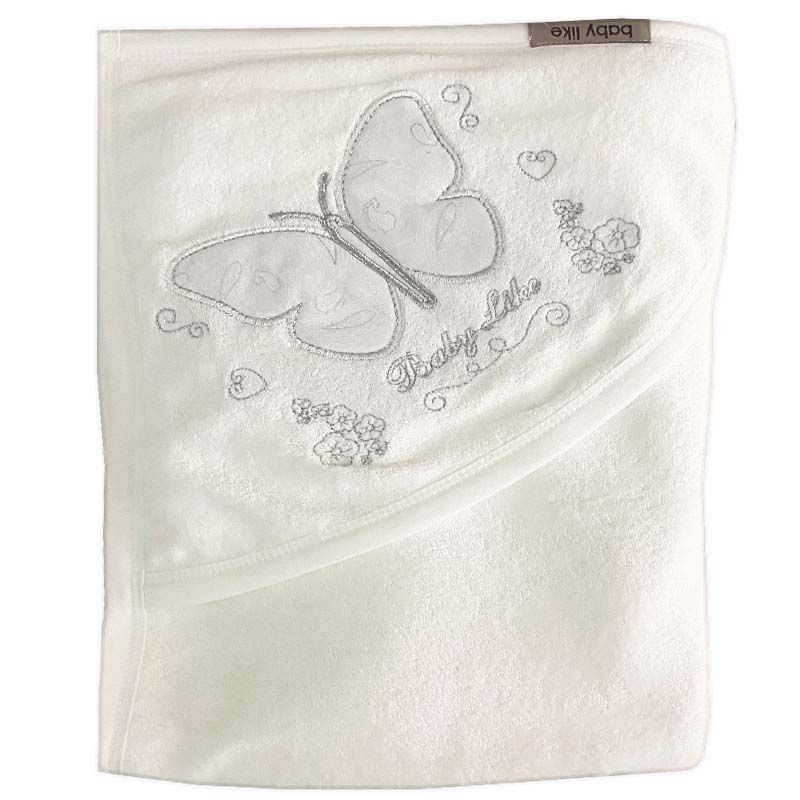 حوله چهارگوش کلاه دار طرح پروانه Baby like