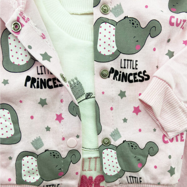 ست سویشرت کلاه دار سه تکه فیل و تاج صورتی Babyim