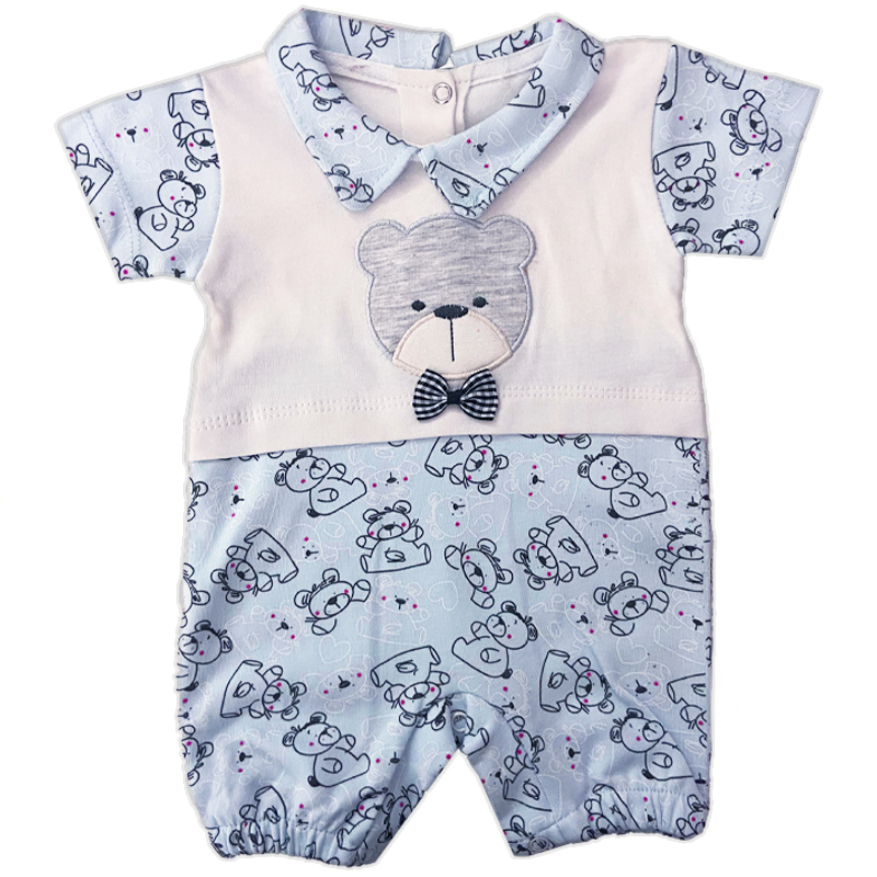 سرهمی (رامپر) نخی یقه دار طرح خرس آبی Rosa Baby