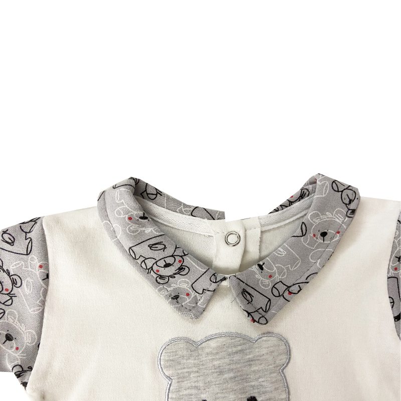 سرهمی (رامپر) یقه دار طرح خرس طوسی Rosa Baby