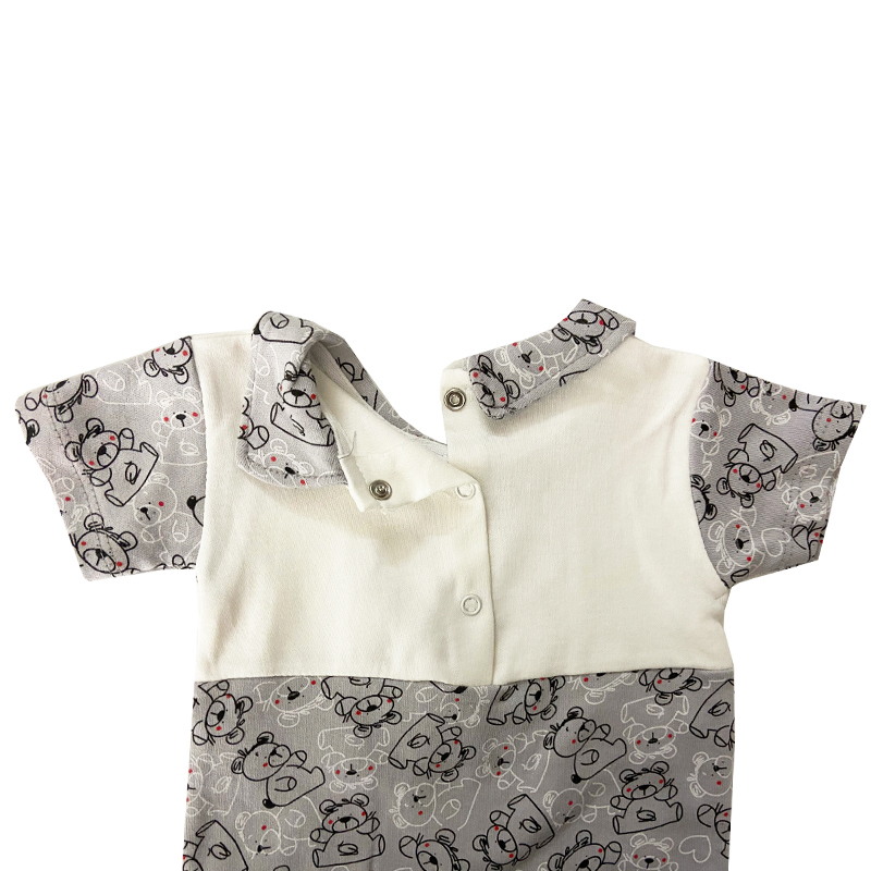 سرهمی (رامپر) یقه دار طرح خرس طوسی Rosa Baby