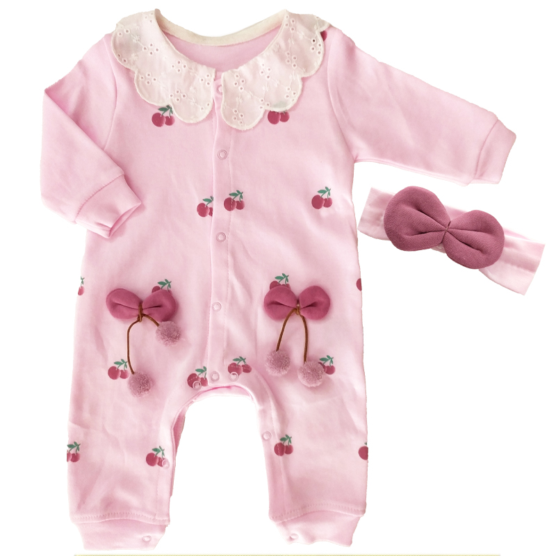 سرهمی و هدبند نوزادی یقه گلدوزی صورتی Minizeyn