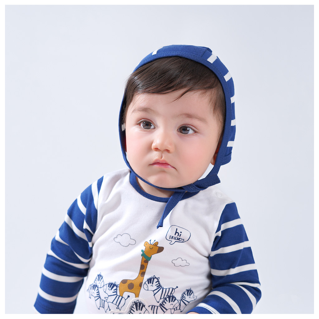 زیردکمه آستین بلند طرح زرافه راه راه نیلی Nili