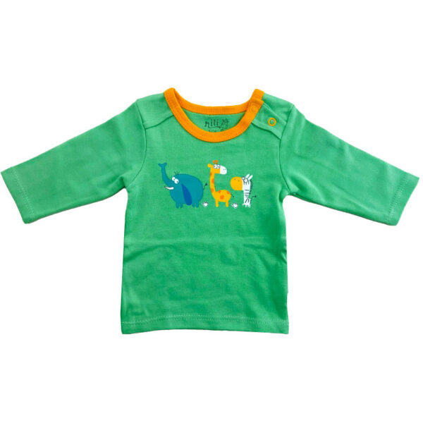 بلوز آستین بلند طرح حیوانات سبز نیلی Nili1