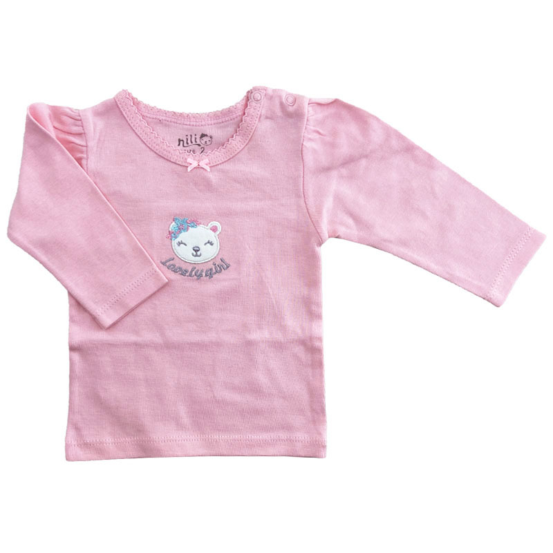 بلوز دخترانه طرح Lovely صورتی نیلی Nili